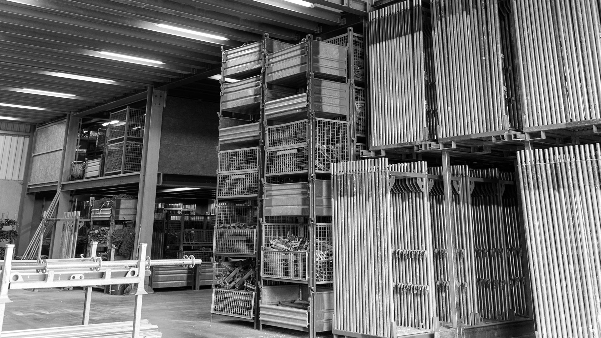 Blick in das Lager von Artinger Gerüstbau, Abensberg