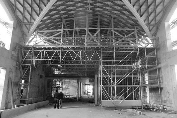 Gerüstbau im Alten Schlachthof, Regensburg